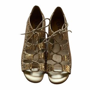 Bella Vita Champ Gold Snakeskin Gladiator Sandals